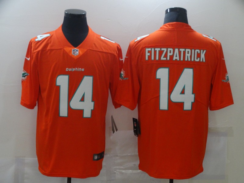 Men Miami Dolphins #14 Fitzpatrick Orange Nike Limited Vapor Untouchable NFL Jerseys